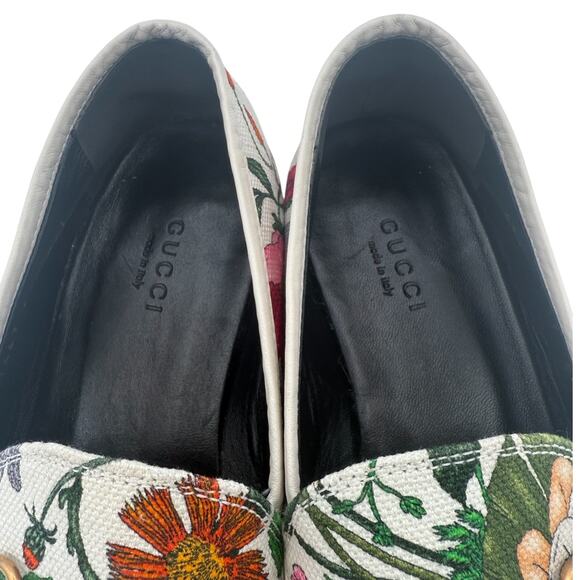 Gucci Jordaan Horsebit Buckle Loafer Cream Multicolor Floral Canvas EU 37 US 7 - Picture 3 of 16